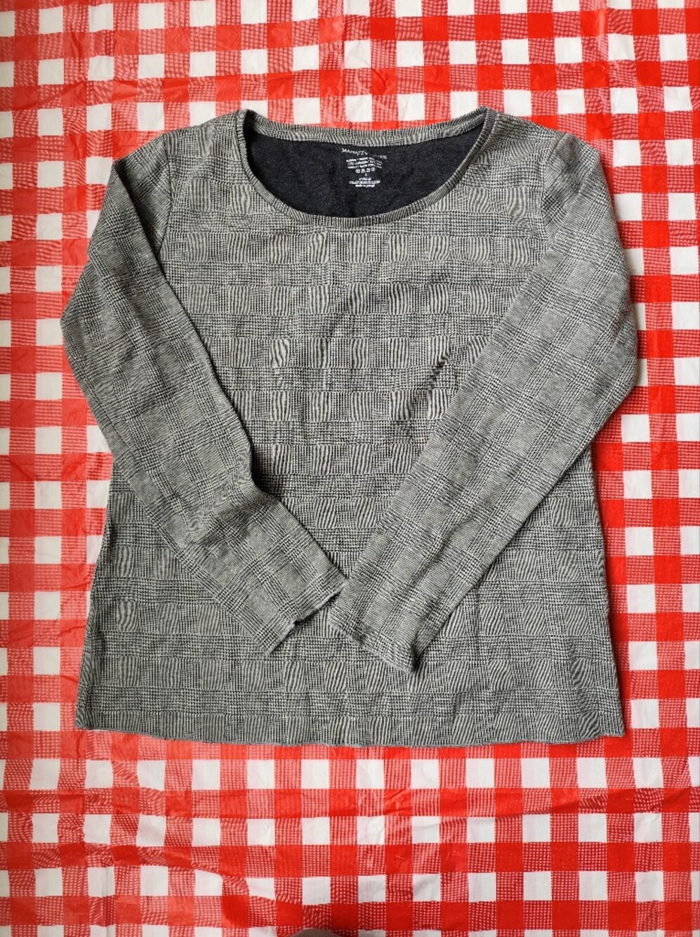Majestic Filatures Grey Glen Plaid Long Sleeve